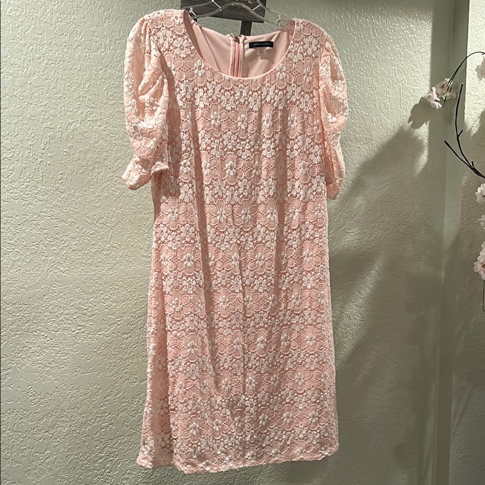 Tommy Hilfiger Pink Sequin Puff Sleeve Dress
